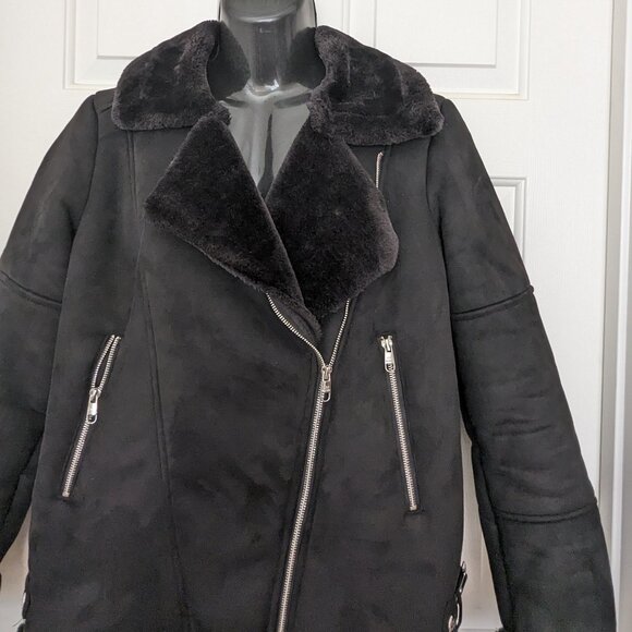 Steve Madden Women's Faux-Shearling Coat, Created for Macy's Size M Black - Picture 3 of 13